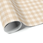 Papier Cadeau Crème Rustique Chic & Tan Buffalo Plaid (Coin rond)