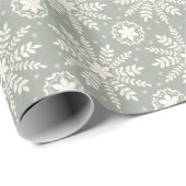 Papier Cadeau Crème rustique et Sage Flocon de neige Noël (Coin rond)