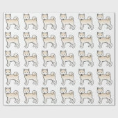 Papier Cadeau Crème Shiba Inu mignon Motif de dessin de chien (Plat)