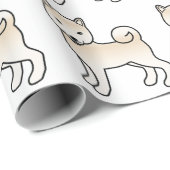 Papier Cadeau Crème Shiba Inu mignon Motif de dessin de chien (Coin rond)