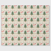 Papier Cadeau Crème Snowmen et arbres de Noël Noël Noël (Plat)