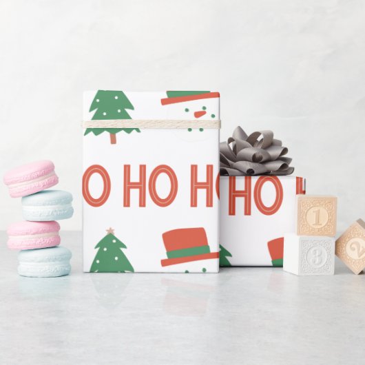 Papier Cadeau Crème verte rouge Jouer Arbre moderne Noël (Baby Shower)