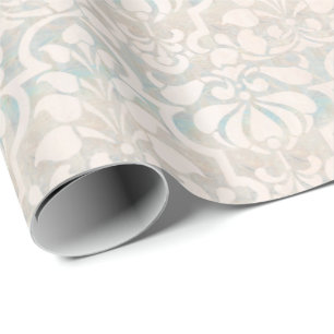 Papier Cadeau Crème Vintage Victorian Damask Motif sans fil
