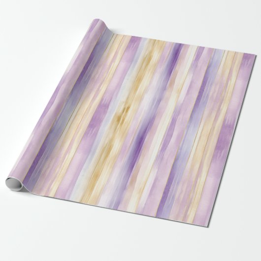 Papier Cadeau Crème violet romantique Iris Stripes Fête des mari (Déroulé)