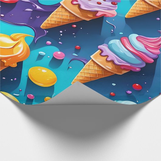 Papier Cadeau Crèmes glacées Art coloré (Coin)