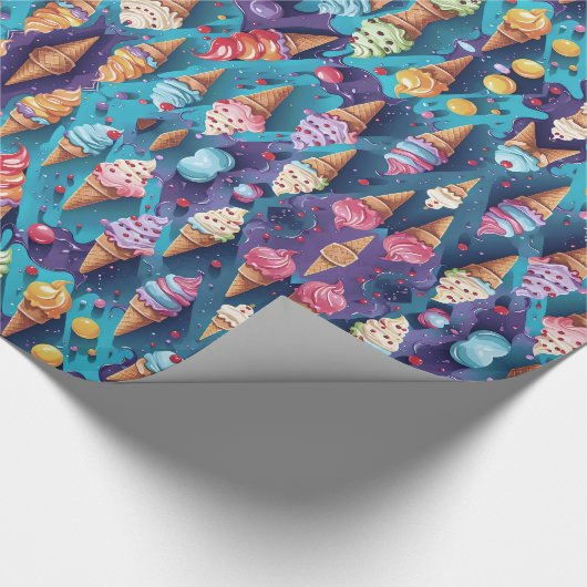 Papier Cadeau Crèmes glacées Art coloré (Coin)