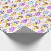 Papier Cadeau Crèmes glacées Kawaii, motif mignon et sans soudur (Coin)