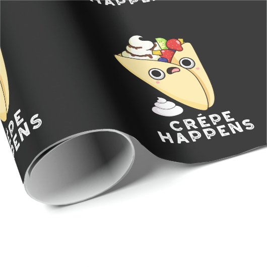Papier Cadeau Crepe se passe drôle Nourriture Pun Dark BG (Coin rond)