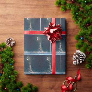 Papier Cadeau Crescent Moon avec l'étoile de Noël