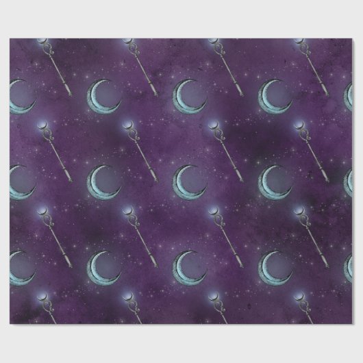 Papier Cadeau Crescent Moon et le personnel sur violet (Plat)