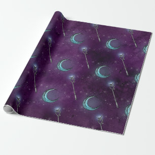 Papier Cadeau Crescent Moon et le personnel sur violet