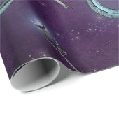 Papier Cadeau Crescent Moon et le personnel sur violet (Coin rond)