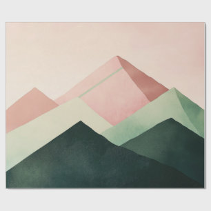 Papier Cadeau Crête Pastel – Paysage de Montagne Géométrique #1