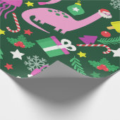 Papier Cadeau crevettes de noël dinosaure méduse père Noël (Coin)