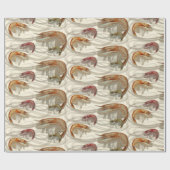 Papier Cadeau Crevettes fruits de mer crustacés Motif Ecru (Plat)