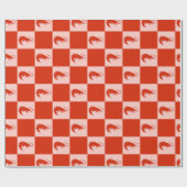 Papier Cadeau Crevettes Rouges Motif Damier Fruits de Mer Nourri (Plat)