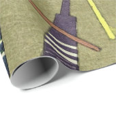 Papier Cadeau Cricket chauves-souris Sports (Coin rond)