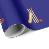 Papier Cadeau Cricket, wicket, chauve-souris et balle, (Coin rond)