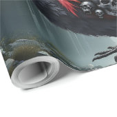 Papier Cadeau Crimson Cathedral Swan. (Coin rond)