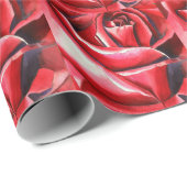 Papier Cadeau Crimson Glory Rose Valentine's Day emballage papie (Coin rond)