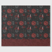 Papier Cadeau Crimson magique Zodiac | Rose de crâne gothique ro (Plat)