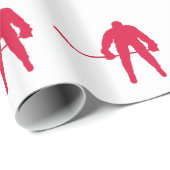 Papier Cadeau Crimson Red Hockey (Coin rond)