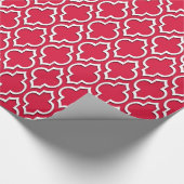 Papier Cadeau Crimson Rouge Blanc XL Quatrefoil Marocain #7DS (Coin)