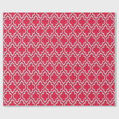 Papier Cadeau Crimson Rouge Blanc XL Quatrefoil Marocain #7DS (Plat)