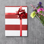 Papier Cadeau Crimson rouge et blanc Large Horizontal rayé<br><div class="desc">Papier d'enveloppement à rayures horizontales en rouge et blanc</div>