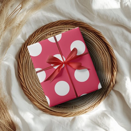 Papier Cadeau Crimson White Grands Pois