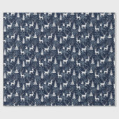 Papier Cadeau Cristal de glace Noël Cerf Pierre Bleu gris (Plat)