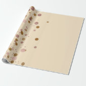 Papier Cadeau Cristal d'or crème ivoire Points Confetti rose (Déroulé)