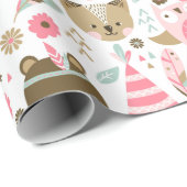 Papier Cadeau Critère de forêt mignonne (Coin rond)