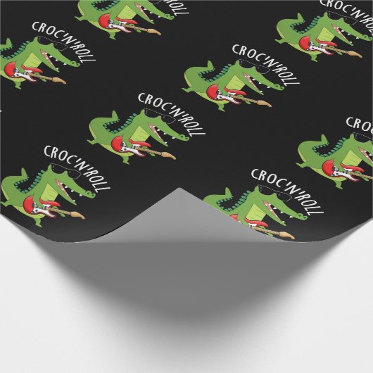Papier Cadeau Croc N Roll Funny Crocodile Pun Dark BG (Coin)