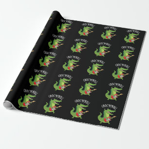 Papier Cadeau Croc N Roll Funny Crocodile Puns Dark BG