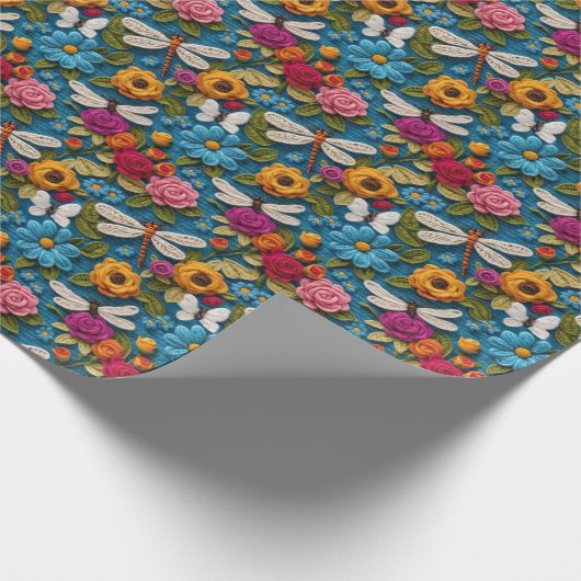 Papier Cadeau Crochet Doux Regardez Les Flore Et Les libellules (Coin)