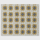 Papier Cadeau Crochet granny carré jaune et gris (Plat)