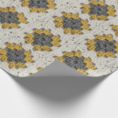 Papier Cadeau Crochet granny carré jaune et gris (Coin)