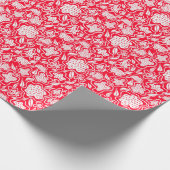 Papier Cadeau Crochet look Rouge Blanc Floral Design (Coin)