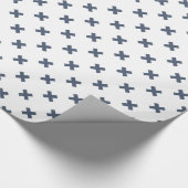 Papier Cadeau Crochets bleu-gris sur blanc (Coin)