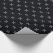 Papier Cadeau Crochets bleu-gris sur noir (Coin)