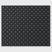 Papier Cadeau Crochets bleu-gris sur noir (Plat)