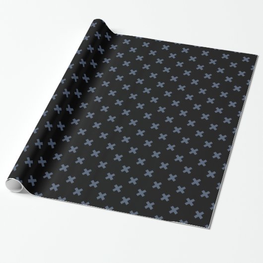 Papier Cadeau Crochets bleu-gris sur noir (Déroulé)