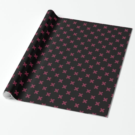 Papier Cadeau Crochets Mulberry sur noir (Déroulé)