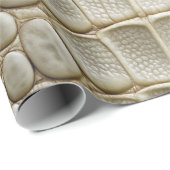 Papier Cadeau Crocodile blanc Alligator Peau Faux Cuir Imprimer (Coin rond)