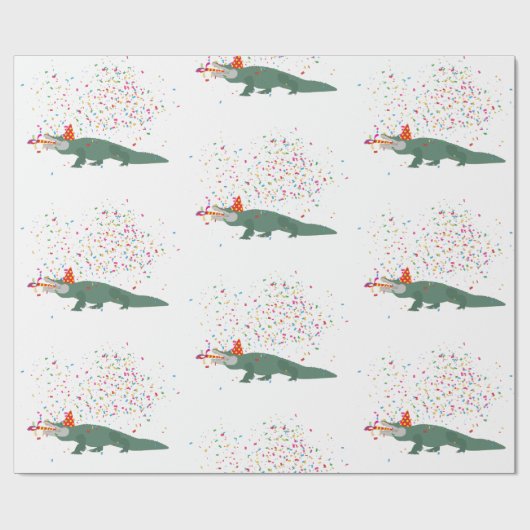 Papier Cadeau Crocodile d'alligator - Animaux ayant une fête (Plat)