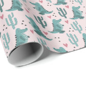 Papier Cadeau Crocodile mignon, motif alligator vintage. (Coin rond)