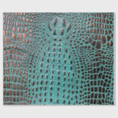 Papier Cadeau Crocodile moderne Turquoise et Brown d'alligator c (Plat)