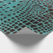 Papier Cadeau Crocodile moderne Turquoise et Brown d'alligator c (Coin)