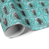 Papier Cadeau Crocodile moderne Turquoise et Brown d'alligator c (Coin rond)